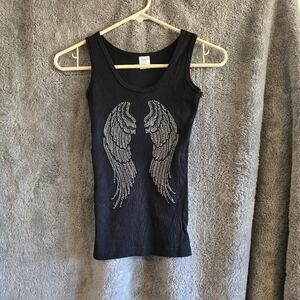 Women's Angel Wings Rhinestone Angelina Tank Top (Size XS)